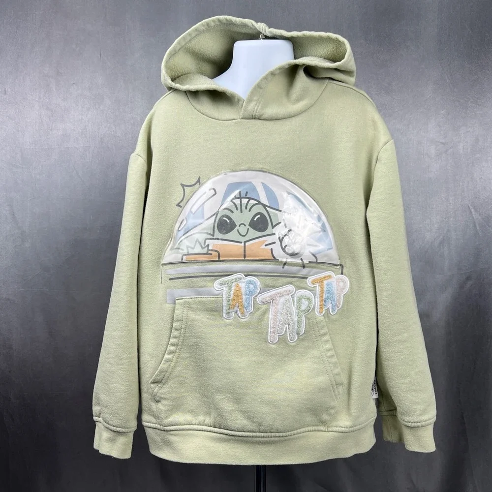 Star Wars Disney Parks Grogu Baby Yoda Sage‎ Green Hoodie Kids Size 7/8 Pullover